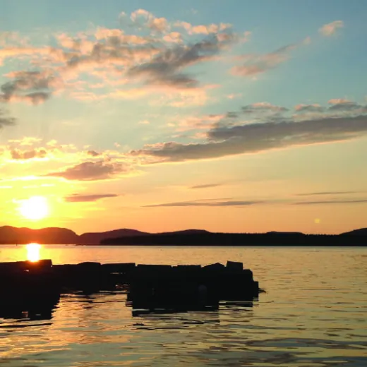 Sunset over Atlantic Ocean near Northeast Harbor, Maine